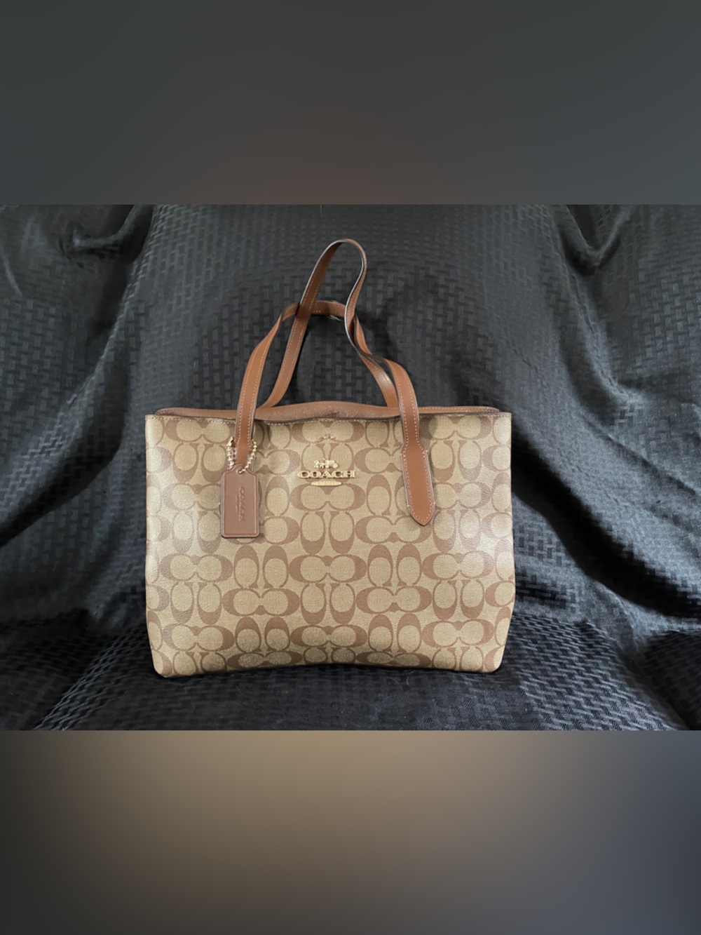 Coach Brown Signature Canvas Tote with Leather Trim / like new